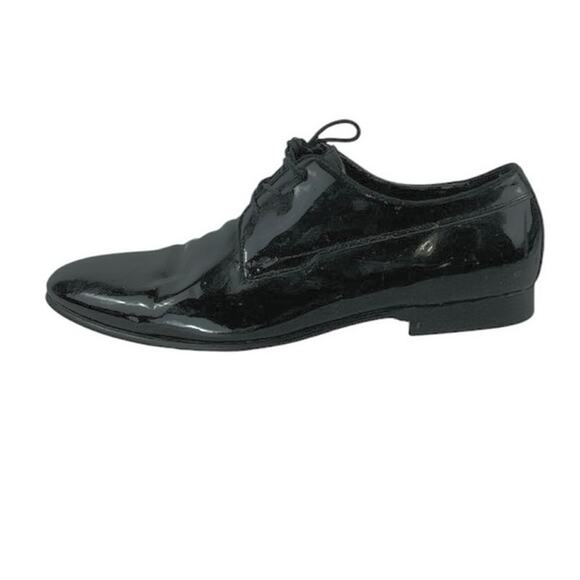 Aldo Men\'s Black Patent Leather Flat Heel Lace Up Derby Dress Shoes Size 10.5 main image 5